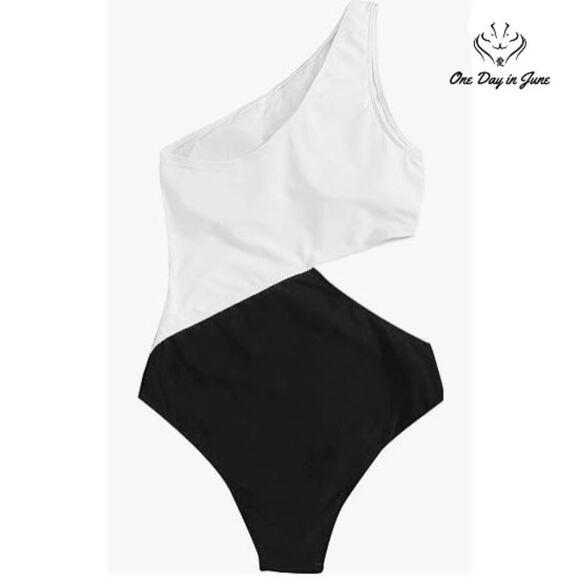 SweatyRocks One Shoulder Cut Out One Piece Swimsuit Size M - Picture 2 of 4